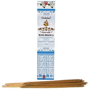 Incenso Goloka Massala Ayurvedic Rosa Branca (Paz e Tranquilidade)