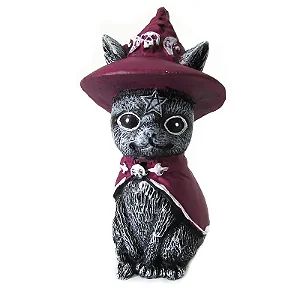 Gato Salem com Chapéu de Bruxa Wicca (9,5cm)