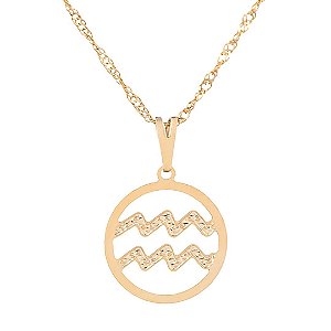 Colar Signo Aquário com Corrente (17mm)