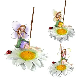 Incensário Fada na Flor Margarida (11cm)