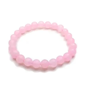 Pulseira com Pedra Quartzo Rosa (8mm)