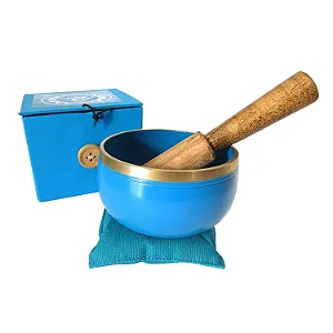 Tigela Tibetana dos 7 Chakras Azul Chakra Laríngeo (8,5cm)