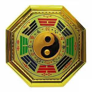 Baguá Feng Shui Yin Yang Dourado (13cm)