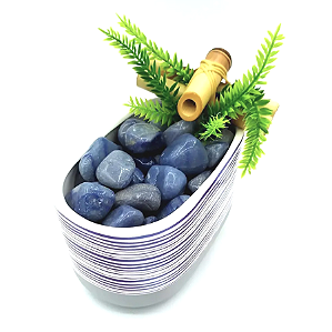 Fonte de Água Retangular em Cerâmica com Quartzo Azul (17cm)