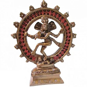 Estátua Shiva Nataraja na Roda de Fogo com Cristais (20cm)