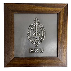 Quadro Orixá Exu em Aço e Madeira (16cm)