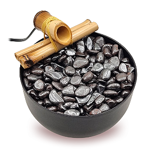 Fonte de Água Redonda com Pedra Hematita (13cm)