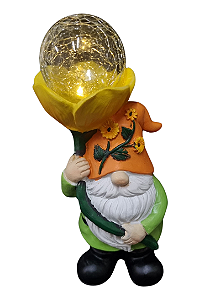 Duende de Jardim com Flor e Iluminação LED (Solar)
