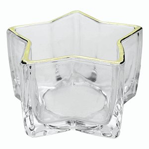 Porta Velas de Vidro Estrela Dourada (10cm)