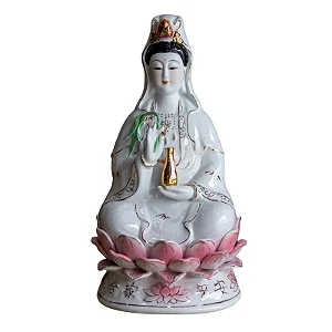 Estatueta Deusa Kuan Yin em Porcelana (28cm)