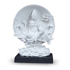 Estátua Kuan Yin Sobre o Mar e o Sol com Base (11cm)