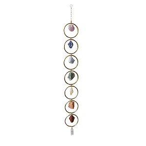 Móbile dos 7 Chakras Dourado com Pedras Naturais (57cm)