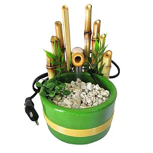 Fonte de Água Redonda em Cerâmica (11cm) Verde