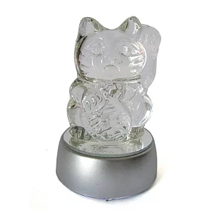 Manekineko em Cristal com Base de LED (10cm)