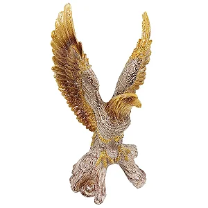 Águia Dourada no Tronco Força e Poder (18cm)
