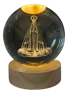 Luminária Nossa Senhora Aparecida com Esfera de Cristal (LED)