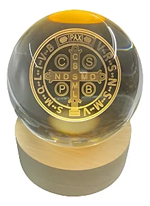 Luminária Medalha de São Bento com Esfera de Cristal (6cm)
