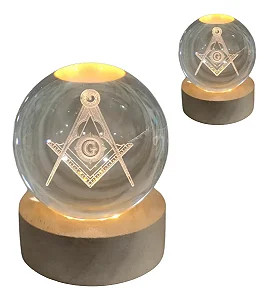 Luminária Símbolo da Maçonaria com Esfera de Cristal (6cm)