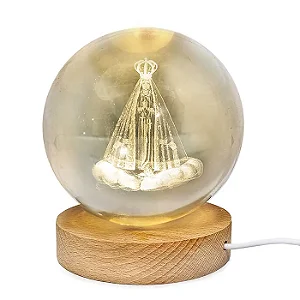 Luminária Nossa Senhora Aparecida com Esfera de Cristal (8cm)