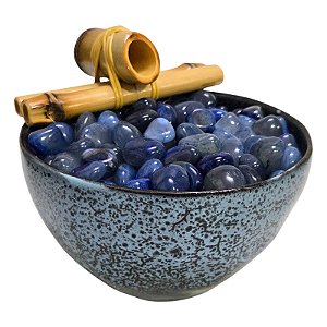 Fonte de Água em Cerâmica com Ágata Azul (13cm)
