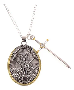 Colar Arcanjo Miguel com Espada (Efésios 6:10)