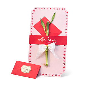 Cartão Presente e Mensagem com Bambu da Sorte (1 Haste)