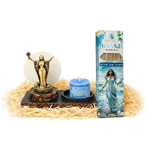 Kit dos Orixás com Incensário, Porta Velas, Incenso, Vela e Pingente