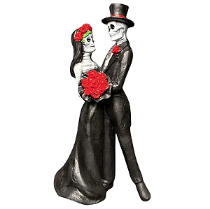 Estátua Casal Caveira em Resina (15cm)
