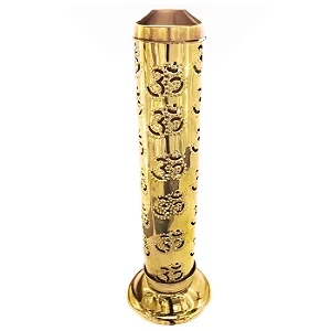 Incensário Torre Dourada Símbolo Om (27cm)