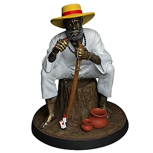 Estátua Preto Velho Sentado em Resina (21cm)
