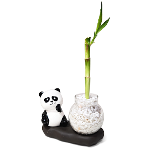 Vasinho de Vidro com Panda Sentado em Cerâmica