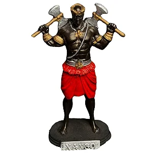 Estátua Orixá Xangô com Machados em Resina (15cm)