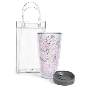 Kit Presente Sacola Cristal e Copo com Tampa Click (Splash)
