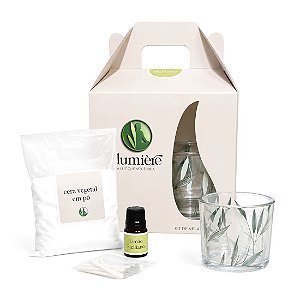 Kit Presente com Porta Velas, Cera Vegetal e Essência (Limão Siciliano)