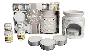 Kit Presente Rechaud de Cerâmica, Velas e Essências Baunilha