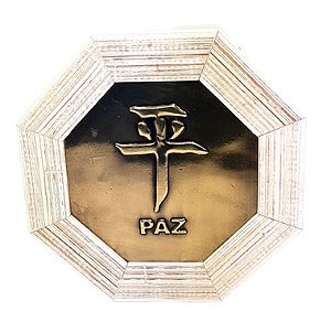 Quadro Oitavado Ideograma Paz (18cm) Moldura Clara