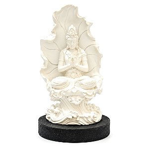 Estátua Kuan Yin na Folha com Base (11cm)