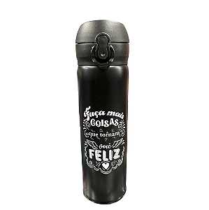 Garrafa Térmica em Inox 350ml (Feliz)