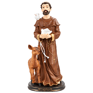 Estátua São Francisco Assis com Cervo (30cm)