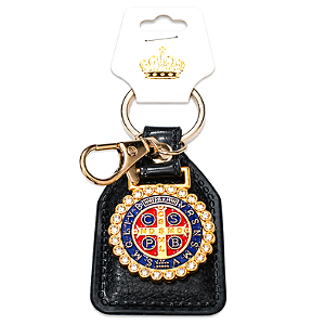 Chaveiro Medalha de São Bento em Couro e Metal (9cm)