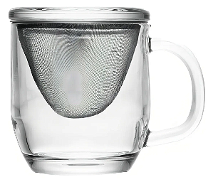 Caneca em Vidro com Infusor e Tampa (330ml)