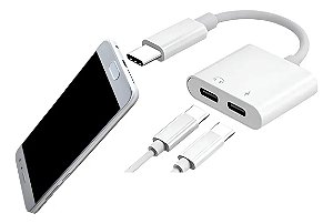 ADAPTADOR OTG TIPO- C PARA 2 TIPO-C ÁUDIO E CARREGADOR 2.1A