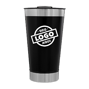 Copo Térmico Liso Preto Com Tampa Para Personalização 473ml