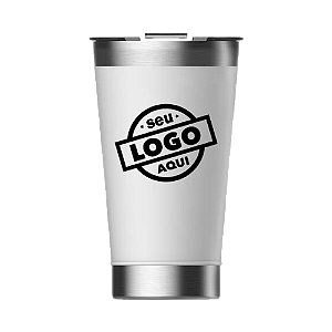 Copo Térmico Liso Branco Com Tampa Para Personalização 473ml