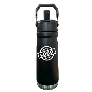 Garrafa Térmica Flip Straw 650ml Preto