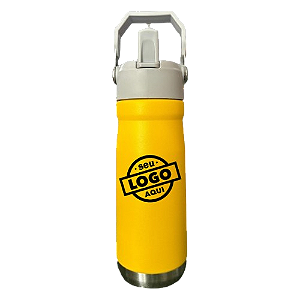 Garrafa Térmica Flip Straw 650ml Amarela