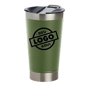 Copo Térmico Liso Verde Com Tampa Para Personalização 473ml