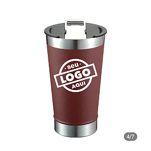 Copo Térmico Liso Marrom Com Tampa Para Personalização 473ml