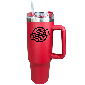 Garrafa Térmica Quencher Com Canudo 1,2L Vermelha