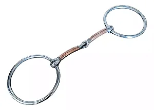 Bridão para cavalo com bocal de cobre argolas em inox
